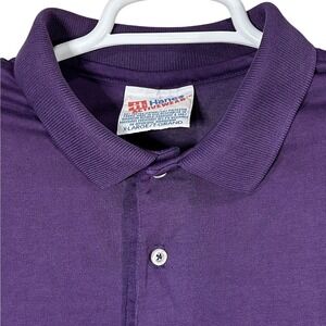 Hanes Acrivewear Polo Shirt Men's XL Purple‎ Collar 80s Single Stitch Vintage